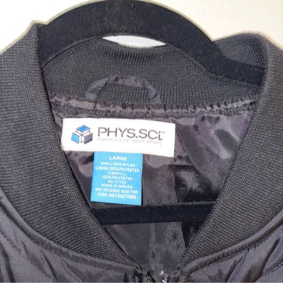 Mens Black Quilted Jacket By PHYS.SCI Large Nylon & Polyester Lightweight Design - Picture 3 of 7